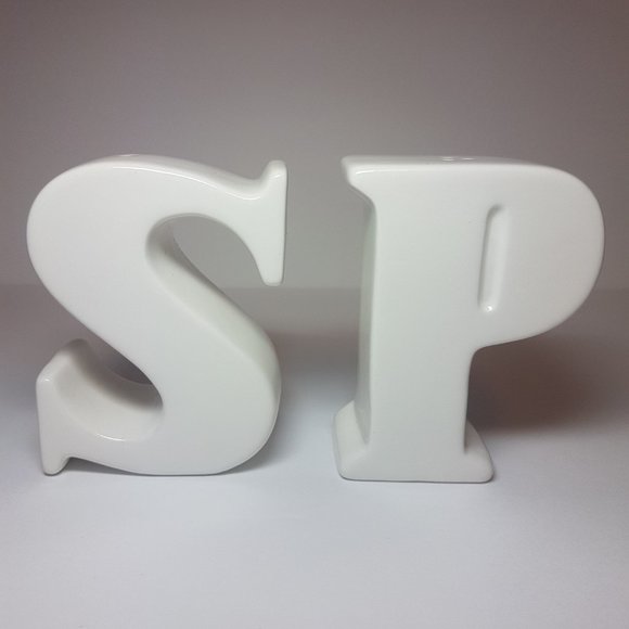 Vintage Alphabet Letters Ceramic Salt and Pepper Shakers White - Picture 4 of 9